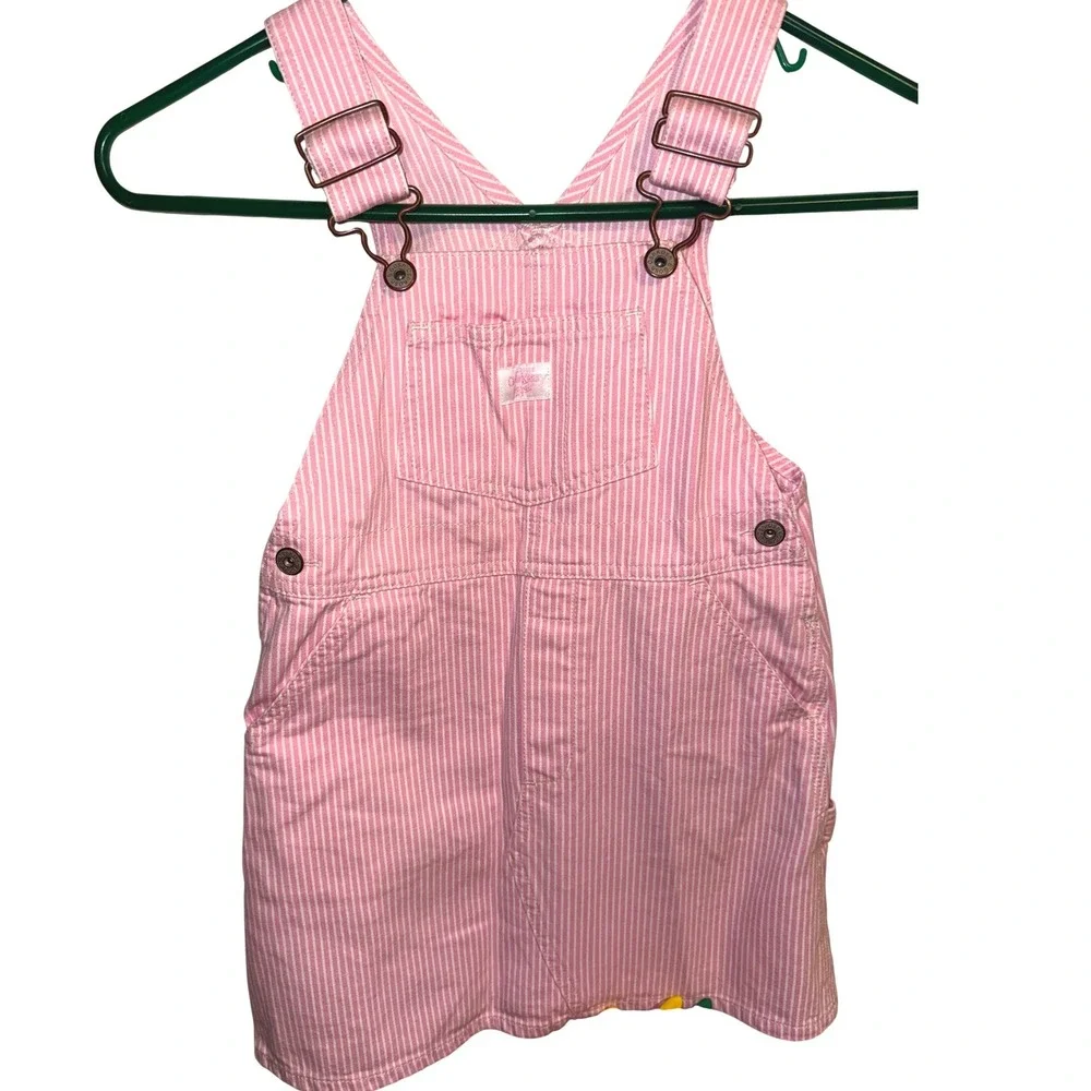 Vintage / Y2K OshKosh Pink & White Hickory Stripe Denim Bib Overall jumper 5t